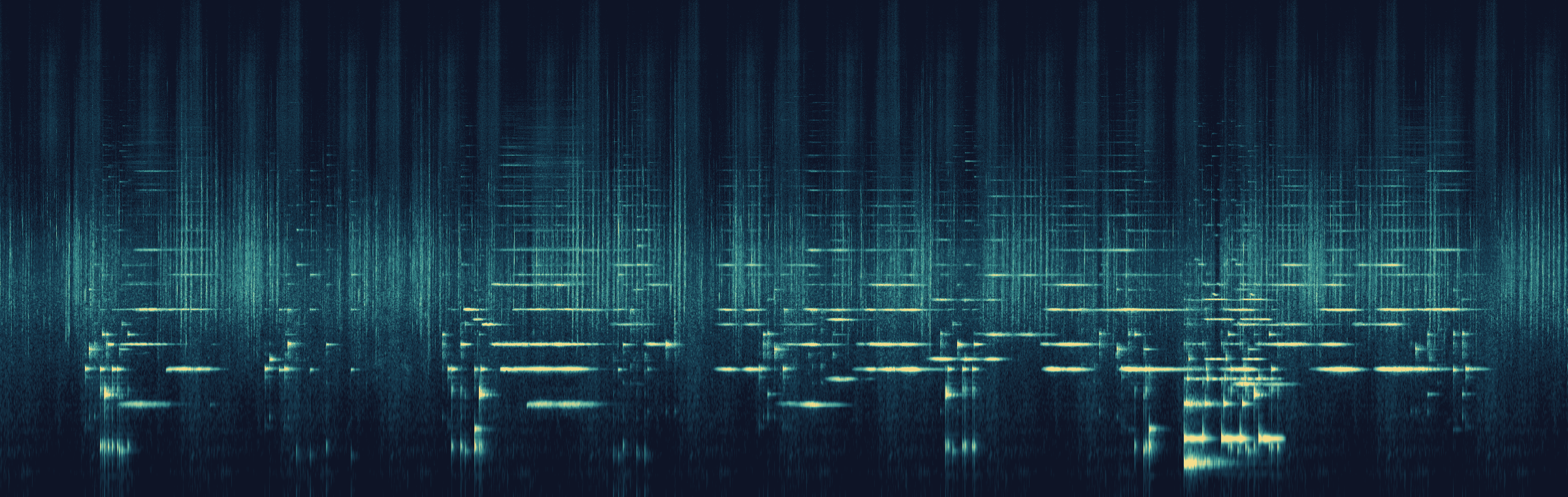 Spectrogram of a generative soundscape: structured, evolving variation